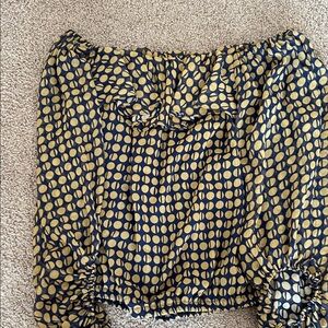 Versona Navy and Gold Patterned Blouse